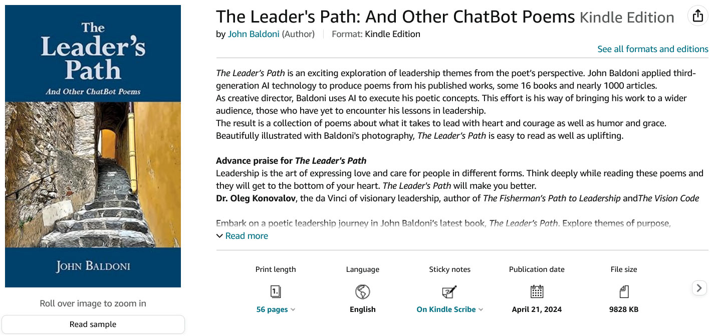 "The Leader's Path" by John Baldoni on Amazon: book cover design