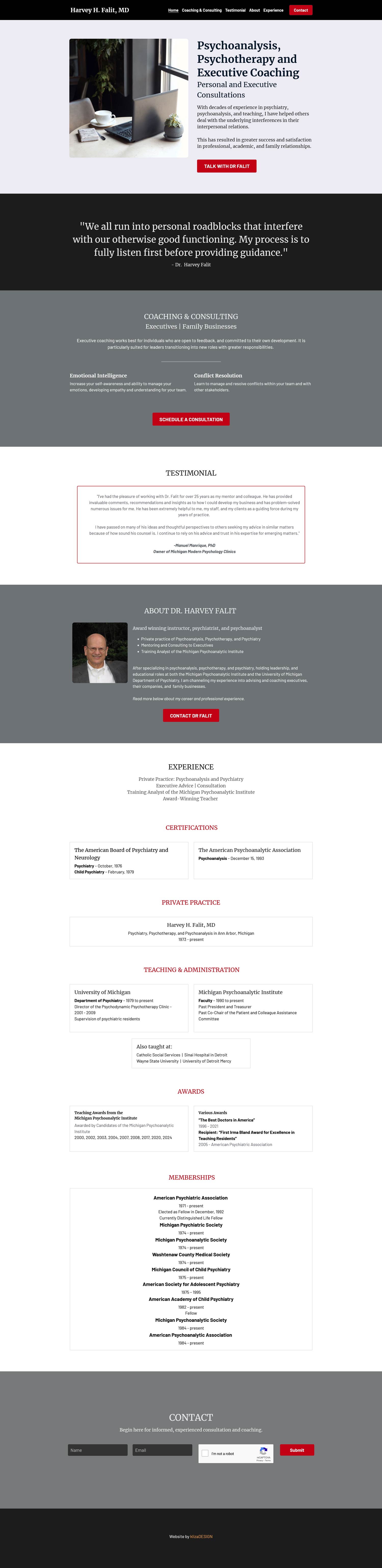 Screenshot of home page design: web design for coaches