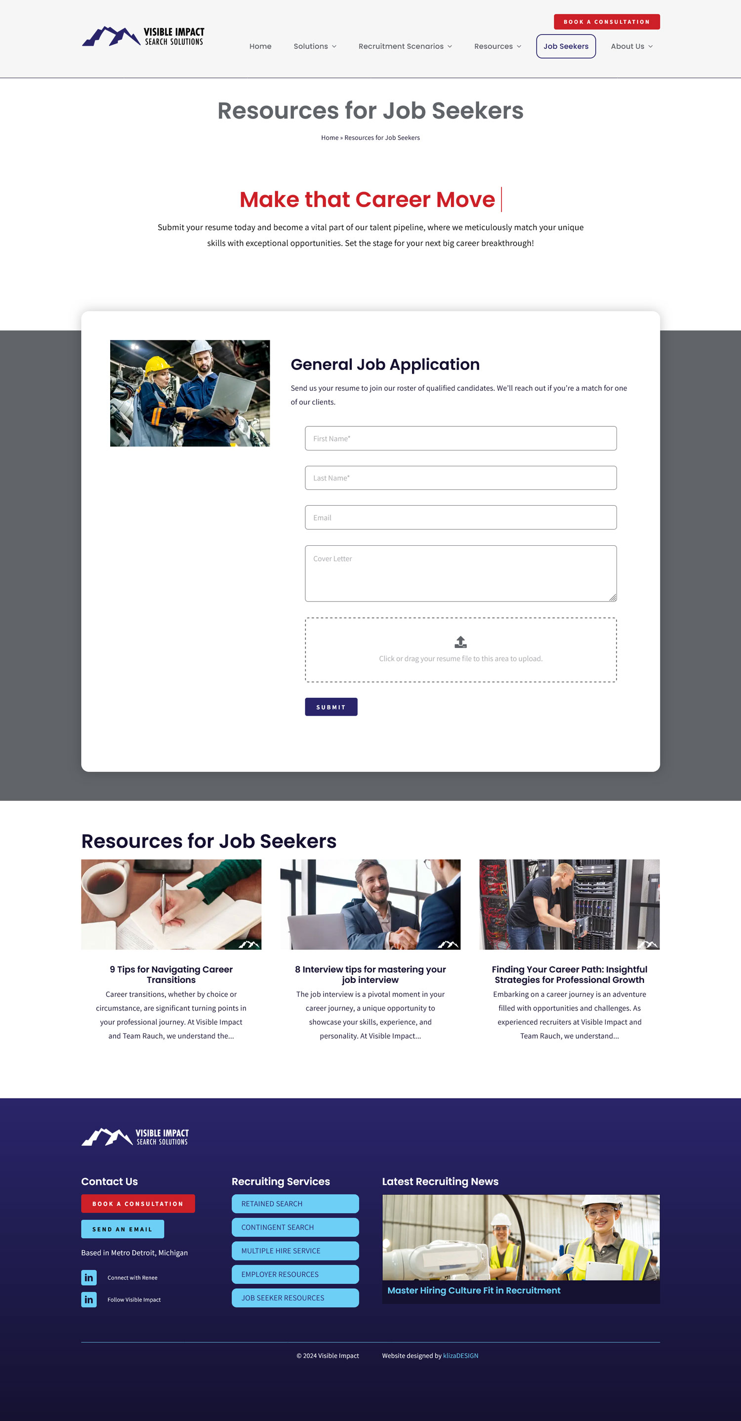 Resources for job seekers: website design for recruitment