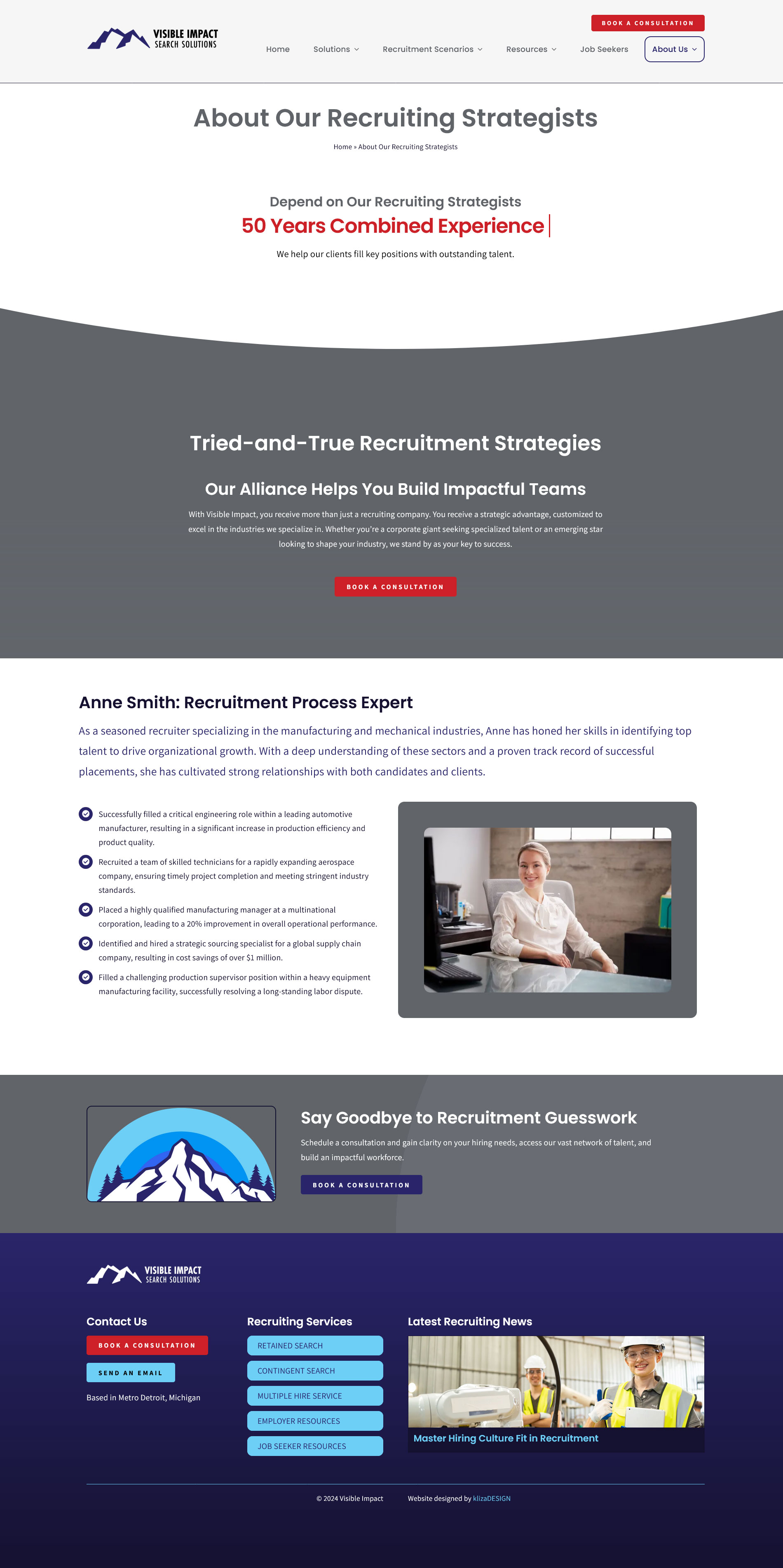 About our recruiters: website design for recruitment