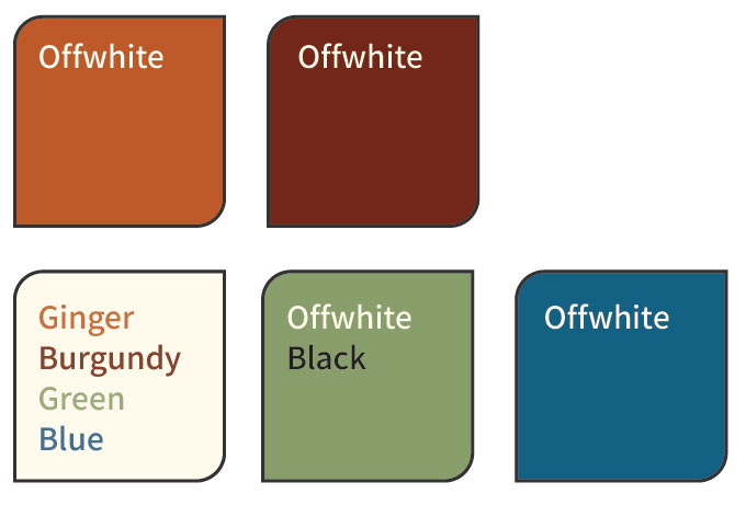 Swatches of branding colors from branding guidelines